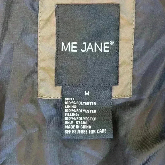 Me Jane Solid Puffer Jacket Size M Khaki Green - Picture 3 of 6